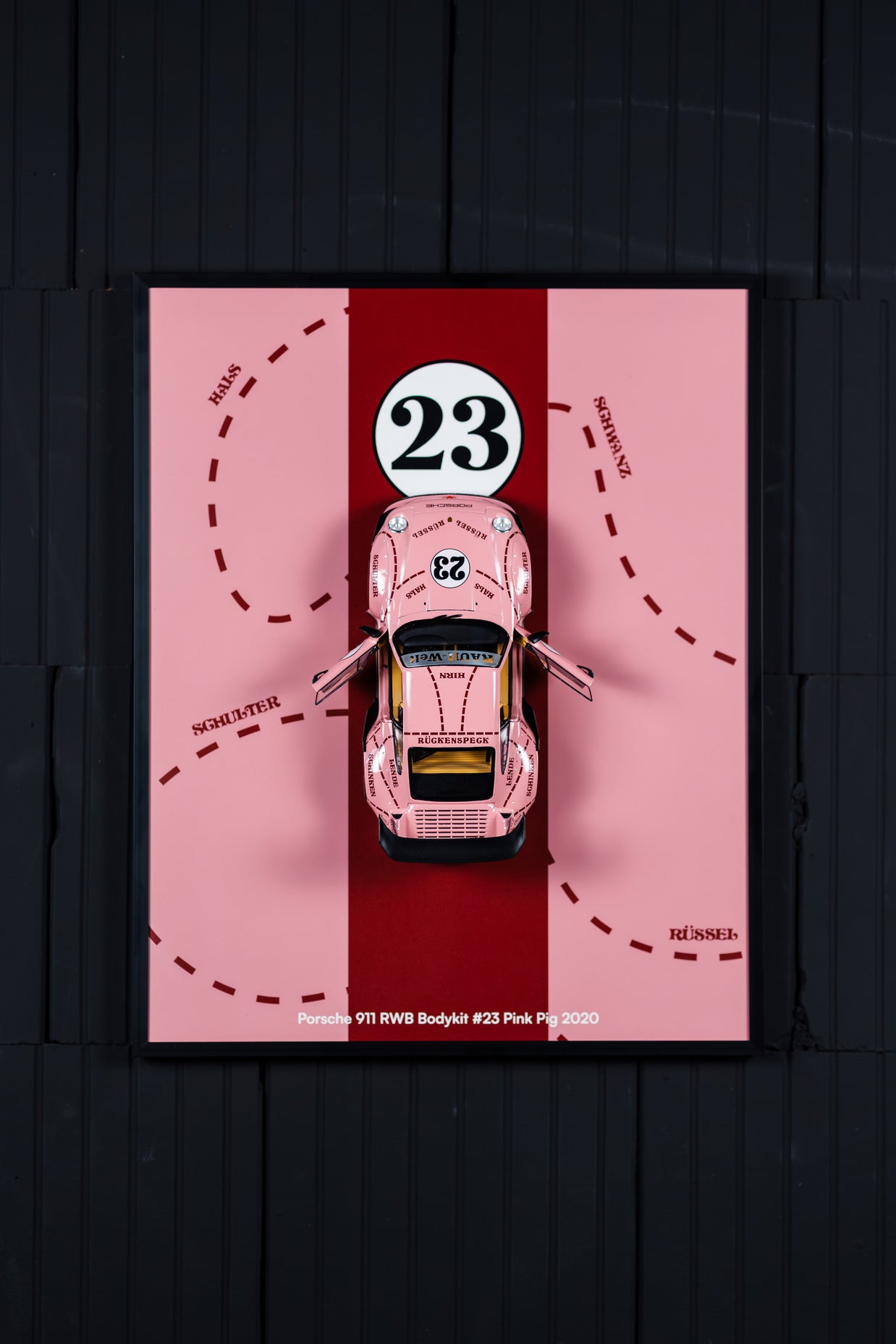 Obraz s modelem Porsche 911 RWB Bodykit #23 Ping Pig 2020 (50x40 cm)