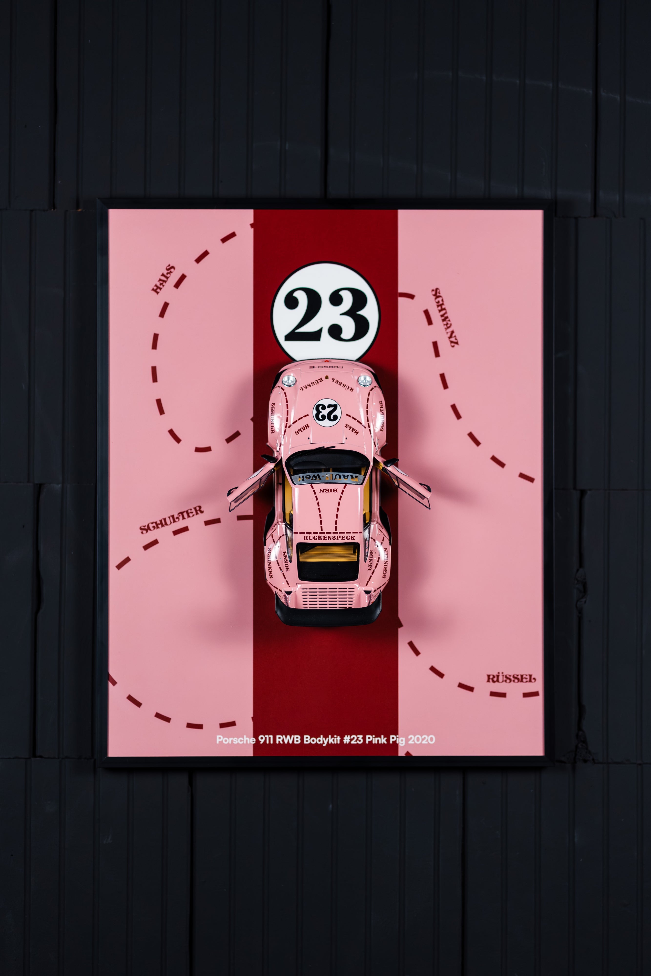 Obraz s modelem Porsche 911 RWB Bodykit #23 Ping Pig 2020 (50x40 cm)