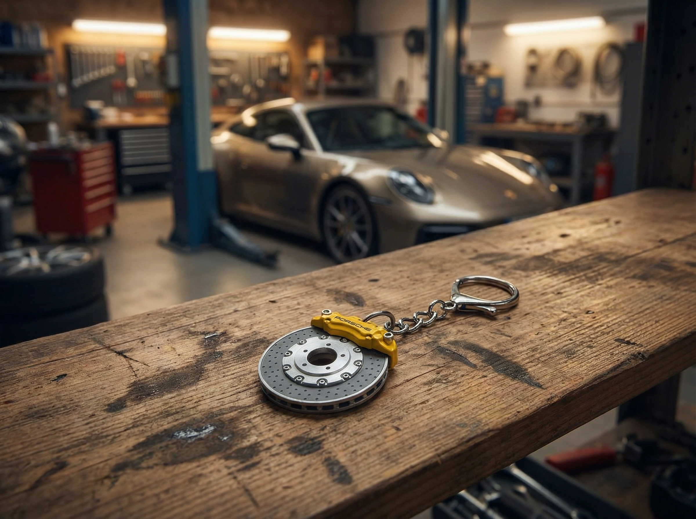 Přívěsek na klíče ve tvaru brzdového disku