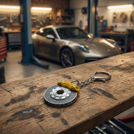 Přívěsek na klíče ve tvaru brzdového disku