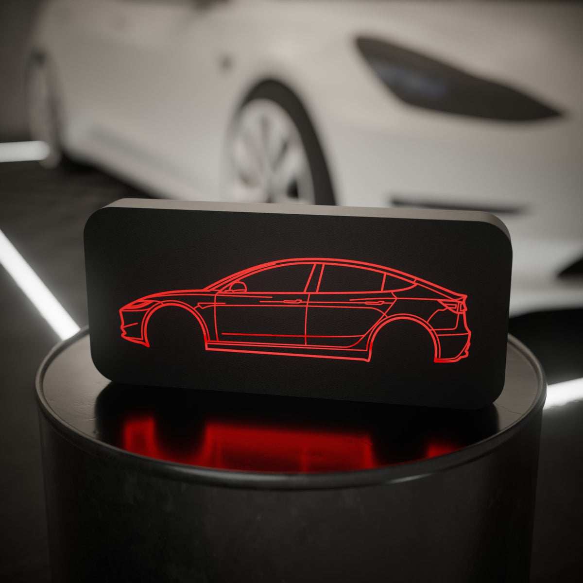 Tesla Model 3 - Svítící silueta auta CAR LOVERS