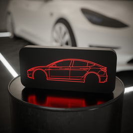 Tesla Model 3 - Svítící silueta auta CAR LOVERS