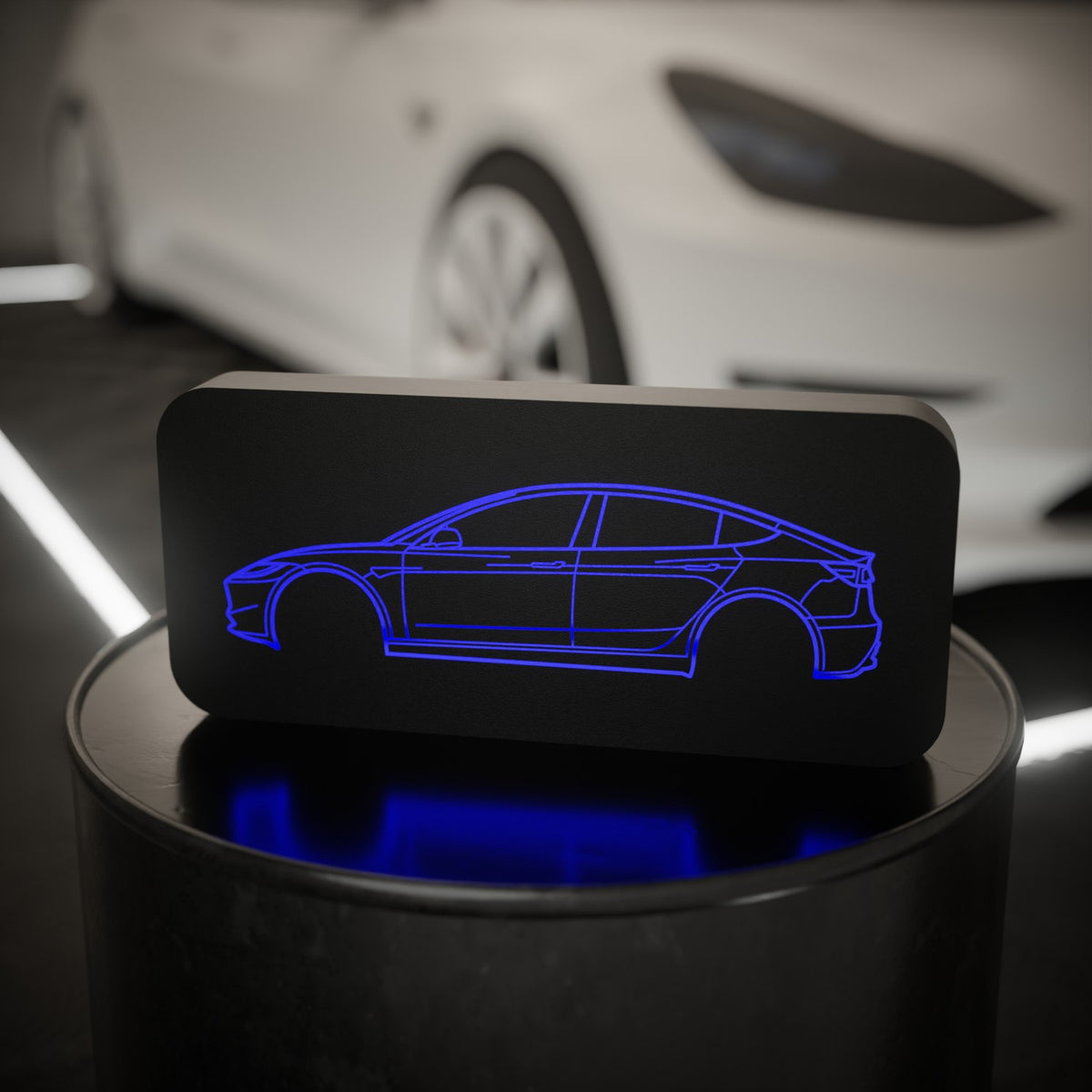 Tesla Model 3 - Svítící silueta auta CAR LOVERS