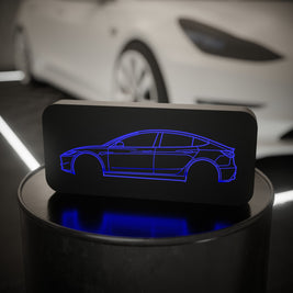 Tesla Model 3 - Svítící silueta auta CAR LOVERS