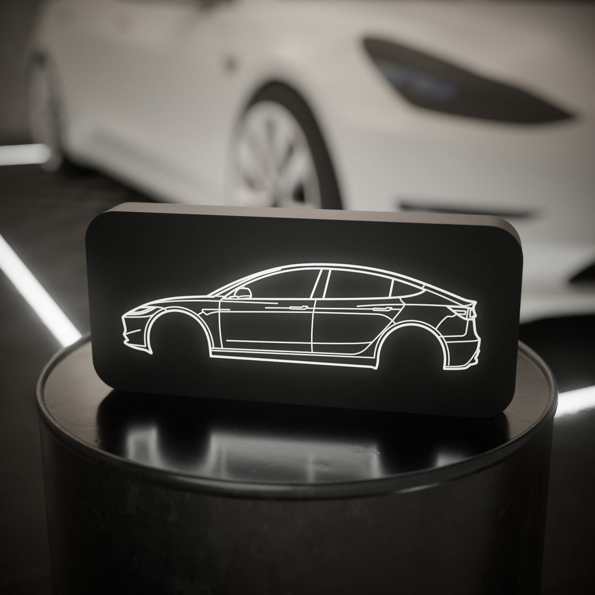 Tesla Model 3 - Svítící silueta auta CAR LOVERS