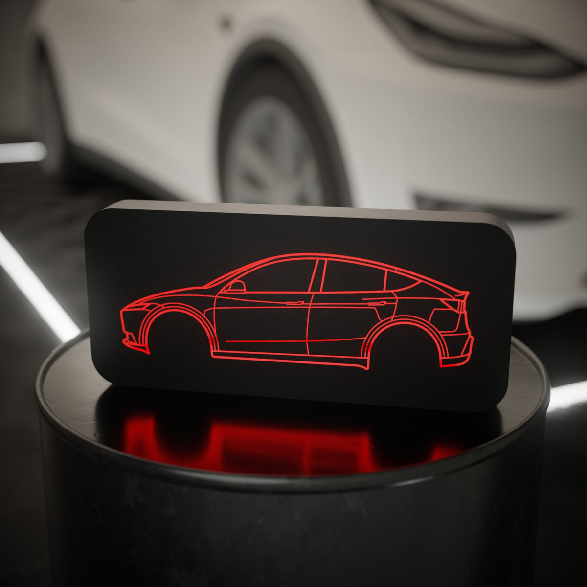 Tesla Model Y - Svítící silueta auta CAR LOVERS