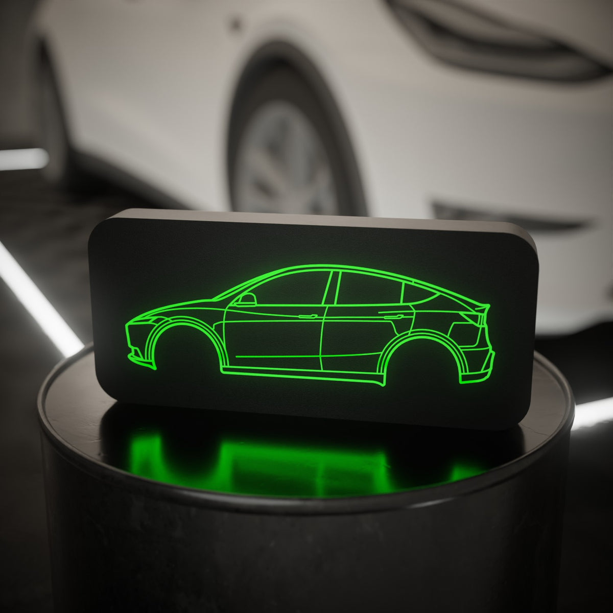Tesla Model Y - Svítící silueta auta CAR LOVERS