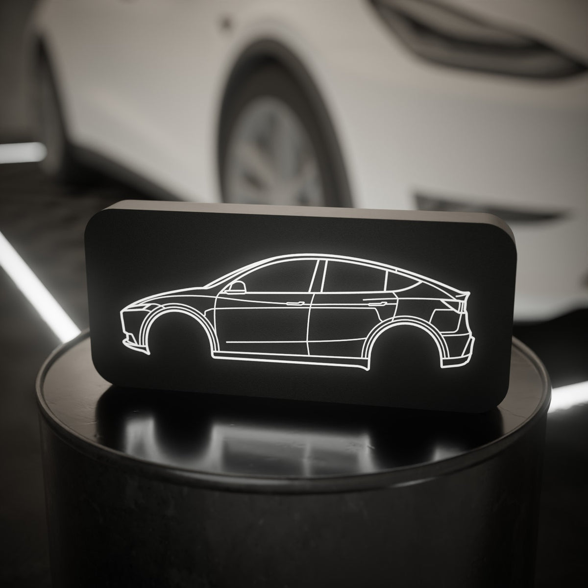 Tesla Model Y - Svítící silueta auta CAR LOVERS