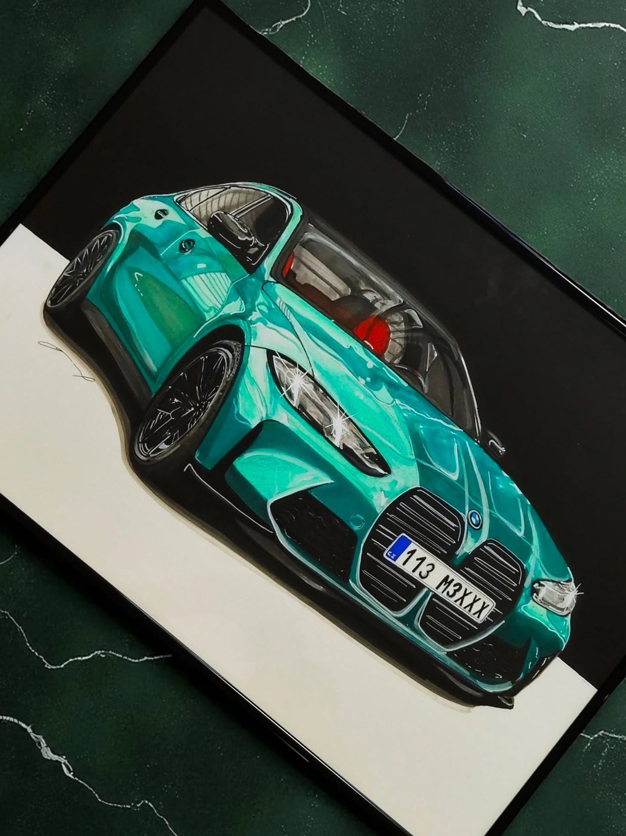 Ručně kreslený obraz vašeho vozu