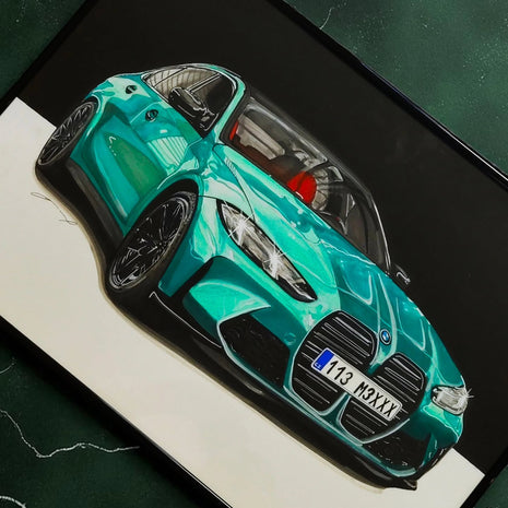 Ručně kreslený obraz vašeho vozu